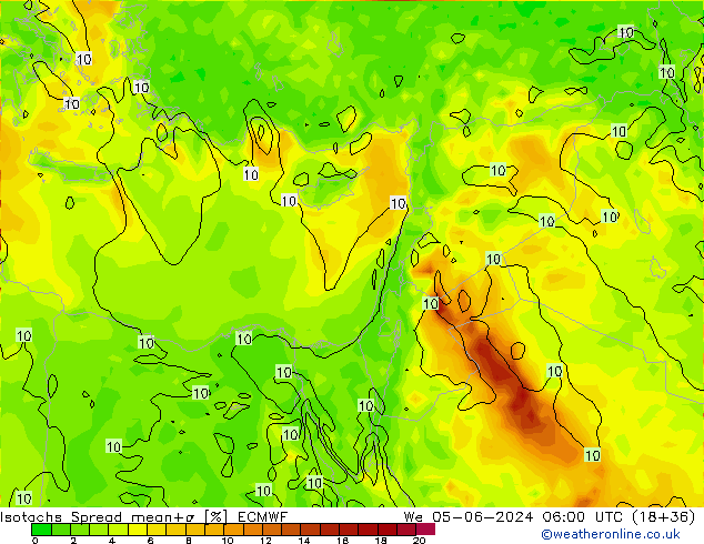 Isotachs Spread ECMWF  05.06.2024 06 UTC