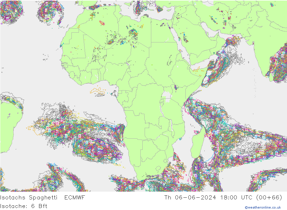 Isotachen Spaghetti ECMWF do 06.06.2024 18 UTC