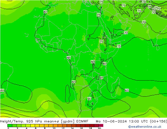 Height/Temp. 925 гПа ECMWF пн 10.06.2024 12 UTC