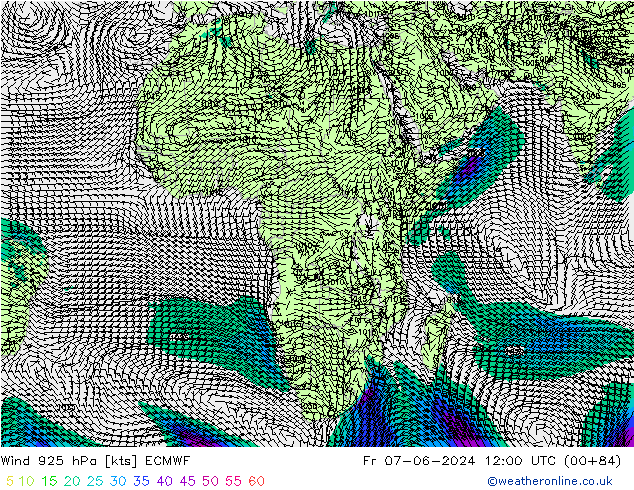 Vent 925 hPa ECMWF ven 07.06.2024 12 UTC