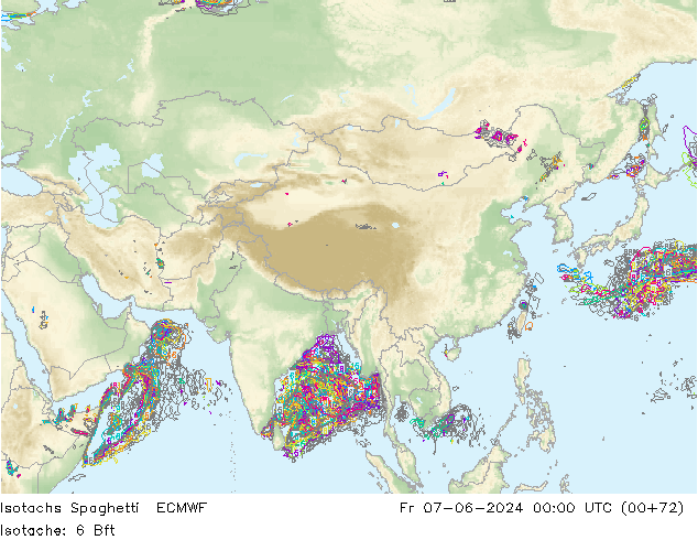 Isotachs Spaghetti ECMWF Fr 07.06.2024 00 UTC