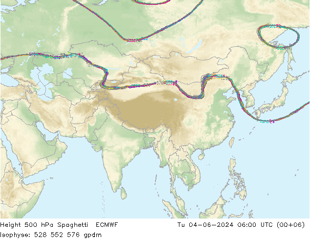 Geop. 500 hPa Spaghetti ECMWF mar 04.06.2024 06 UTC