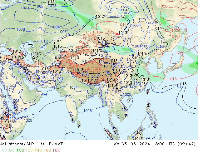 Corrente a getto ECMWF mer 05.06.2024 18 UTC