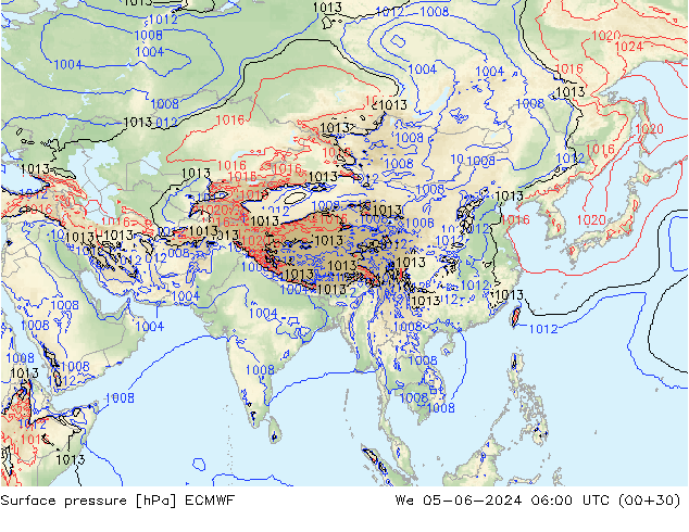 Surface pressure ECMWF We 05.06.2024 06 UTC