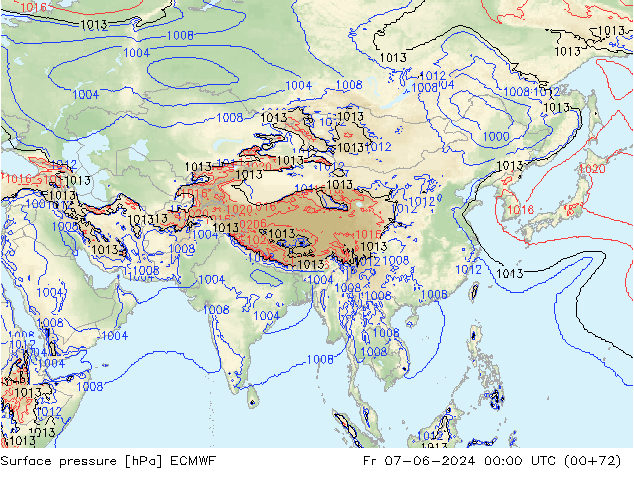 Pressione al suolo ECMWF ven 07.06.2024 00 UTC