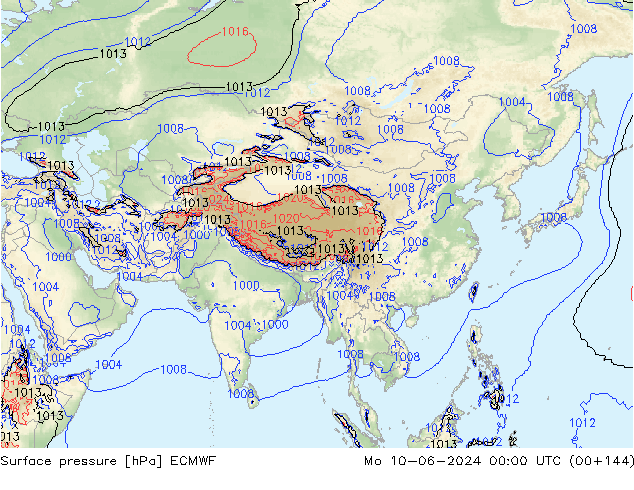 Surface pressure ECMWF Mo 10.06.2024 00 UTC