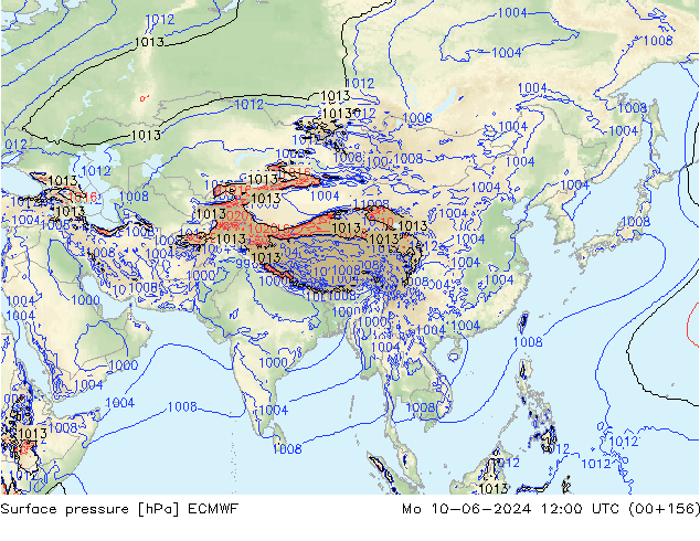 Pressione al suolo ECMWF lun 10.06.2024 12 UTC