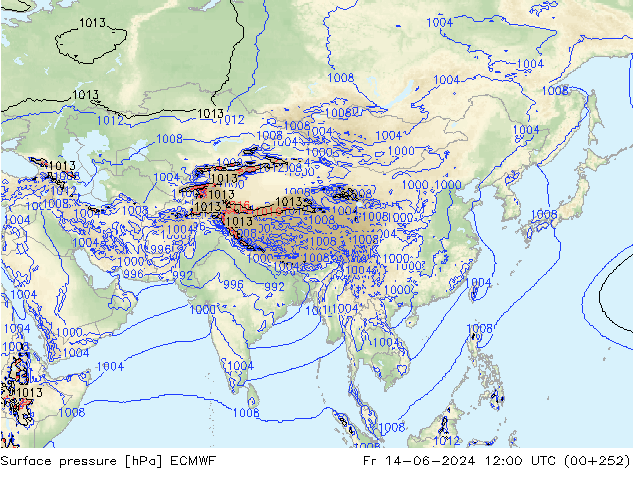 Pressione al suolo ECMWF ven 14.06.2024 12 UTC