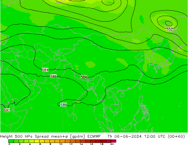 Height 500 hPa Spread ECMWF  06.06.2024 12 UTC