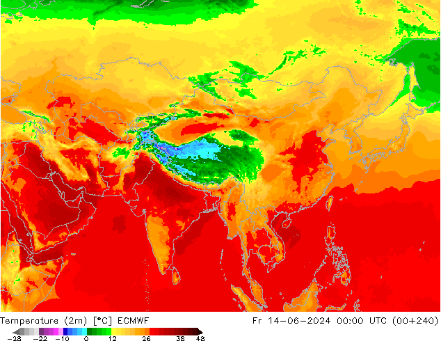 Temperatura (2m) ECMWF ven 14.06.2024 00 UTC