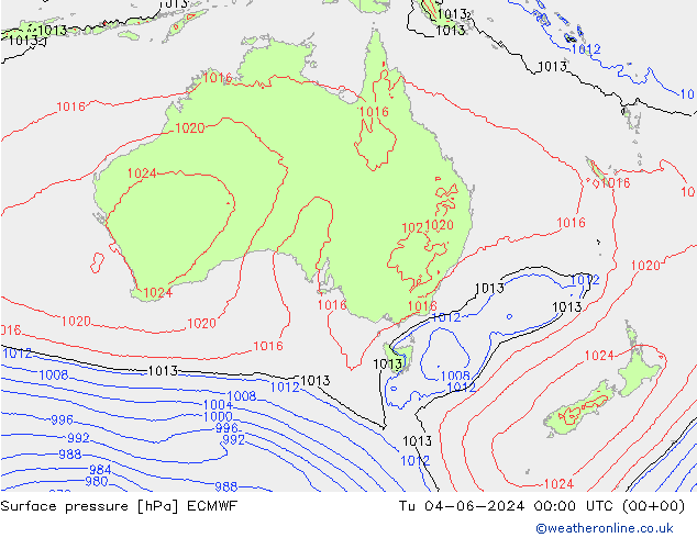 Luchtdruk (Grond) ECMWF di 04.06.2024 00 UTC