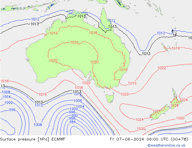 Surface pressure ECMWF Fr 07.06.2024 06 UTC