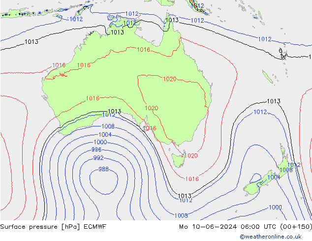 приземное давление ECMWF пн 10.06.2024 06 UTC