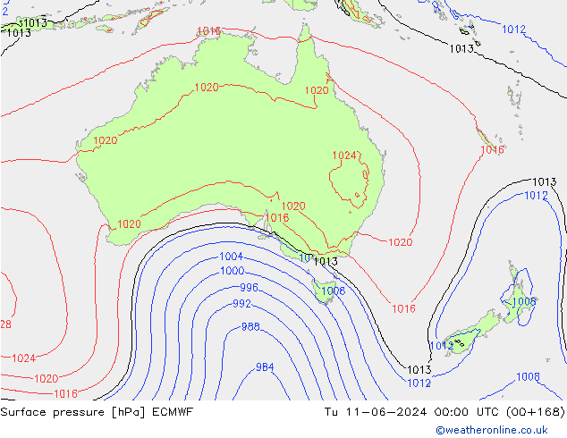 Luchtdruk (Grond) ECMWF di 11.06.2024 00 UTC