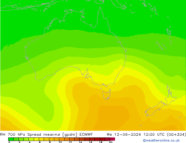 RH 700 hPa Spread ECMWF  12.06.2024 12 UTC