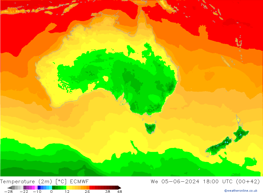 Temperature (2m) ECMWF We 05.06.2024 18 UTC