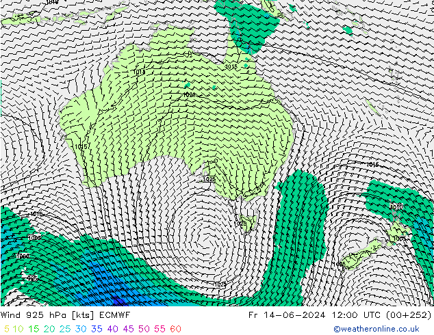 ветер 925 гПа ECMWF пт 14.06.2024 12 UTC