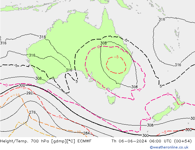 Height/Temp. 700 гПа ECMWF чт 06.06.2024 06 UTC