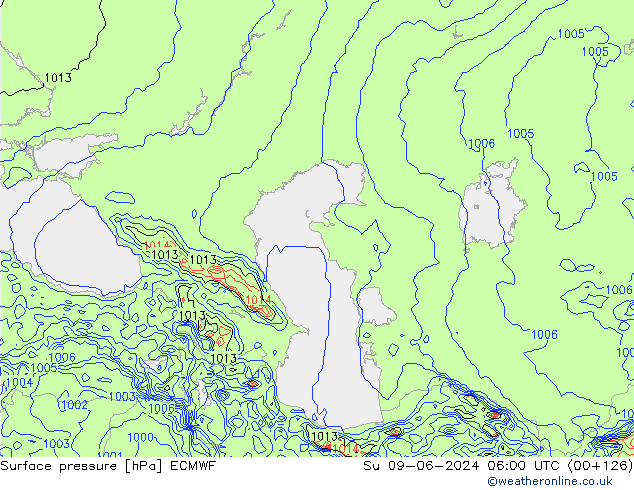 pressão do solo ECMWF Dom 09.06.2024 06 UTC