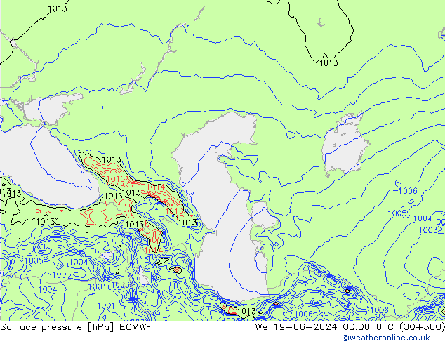 приземное давление ECMWF ср 19.06.2024 00 UTC