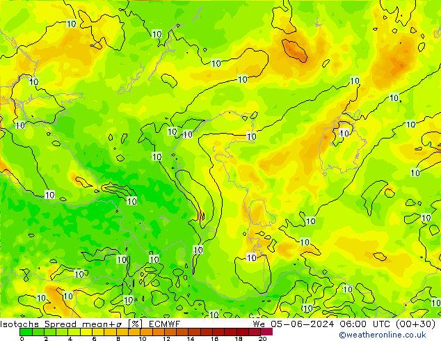 Isotachen Spread ECMWF wo 05.06.2024 06 UTC