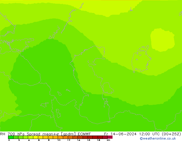 RH 700 hPa Spread ECMWF Fr 14.06.2024 12 UTC