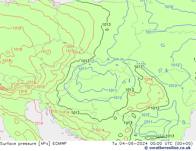 Atmosférický tlak ECMWF Út 04.06.2024 00 UTC