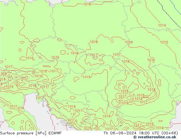 Surface pressure ECMWF Th 06.06.2024 18 UTC