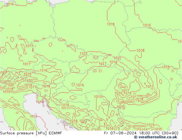 ciśnienie ECMWF pt. 07.06.2024 18 UTC