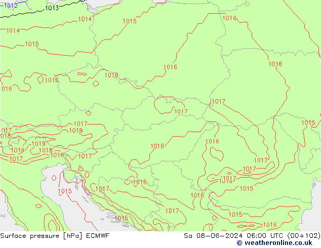 ciśnienie ECMWF so. 08.06.2024 06 UTC