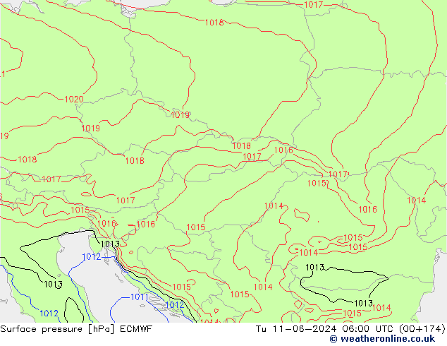 приземное давление ECMWF вт 11.06.2024 06 UTC