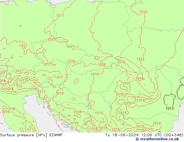 Atmosférický tlak ECMWF Út 18.06.2024 12 UTC