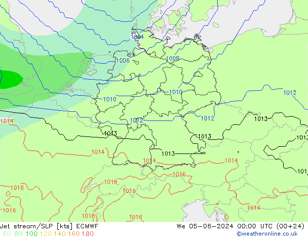 Jet stream ECMWF Qua 05.06.2024 00 UTC