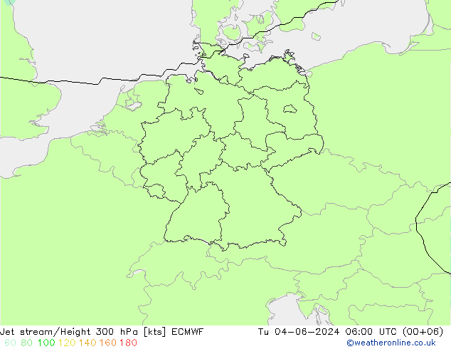 Jet stream ECMWF Ter 04.06.2024 06 UTC