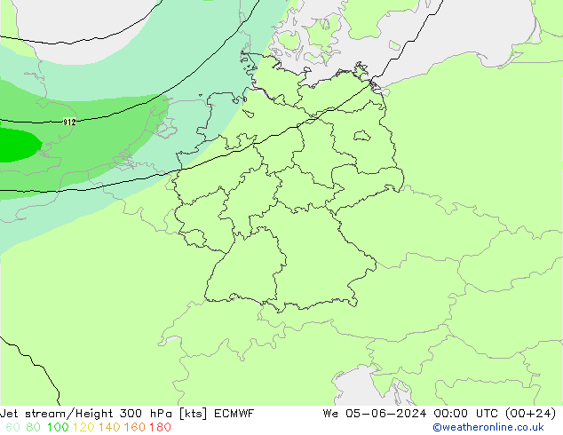 Jet stream ECMWF Qua 05.06.2024 00 UTC