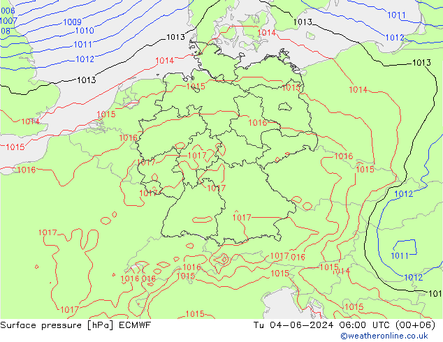 Presión superficial ECMWF mar 04.06.2024 06 UTC