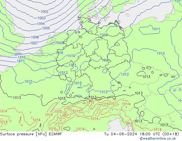 Yer basıncı ECMWF Sa 04.06.2024 18 UTC