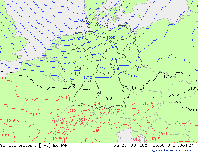 Bodendruck ECMWF Mi 05.06.2024 00 UTC