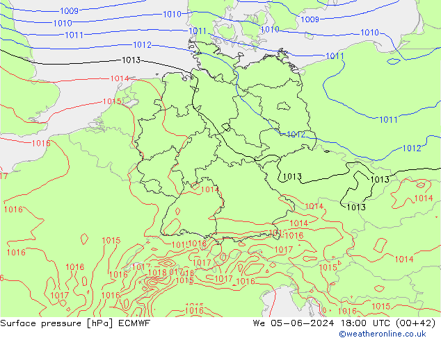 Atmosférický tlak ECMWF St 05.06.2024 18 UTC