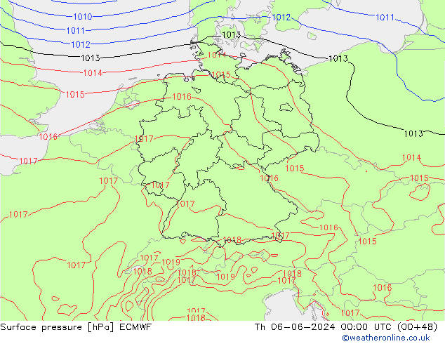 Luchtdruk (Grond) ECMWF do 06.06.2024 00 UTC