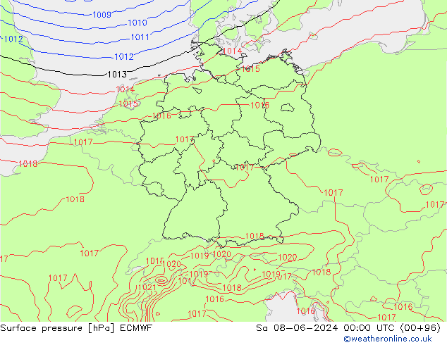 приземное давление ECMWF сб 08.06.2024 00 UTC