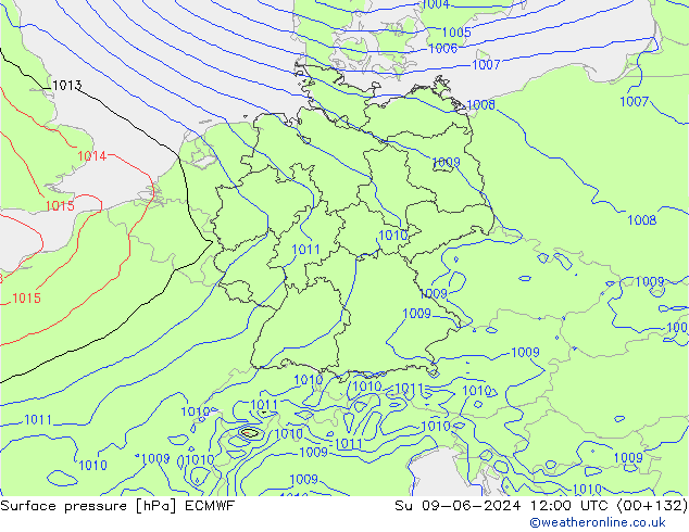 Yer basıncı ECMWF Paz 09.06.2024 12 UTC