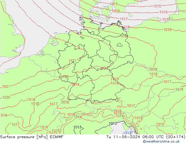 Luchtdruk (Grond) ECMWF di 11.06.2024 06 UTC