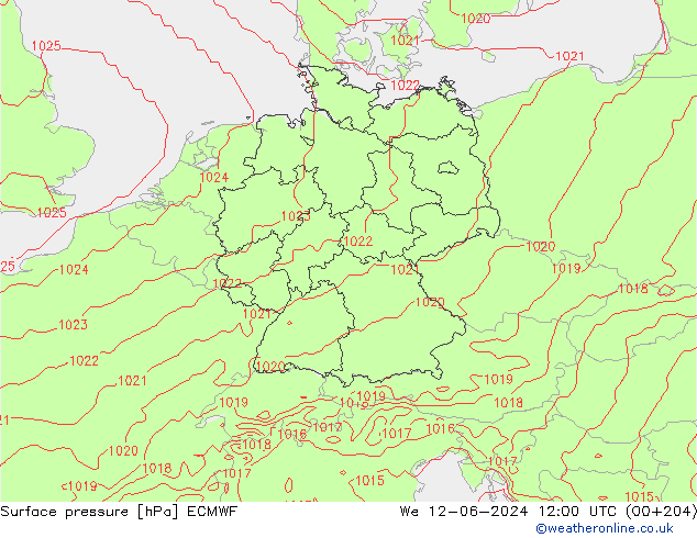 Pressione al suolo ECMWF mer 12.06.2024 12 UTC