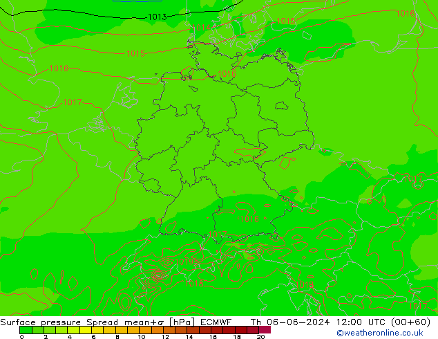 ciśnienie Spread ECMWF czw. 06.06.2024 12 UTC