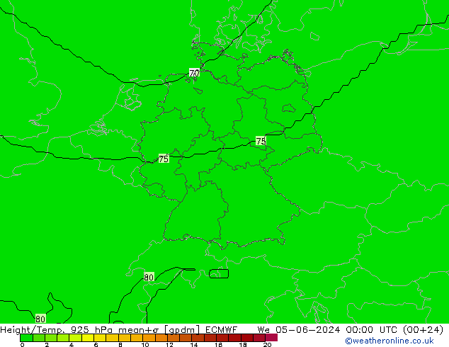 Height/Temp. 925 hPa ECMWF Qua 05.06.2024 00 UTC