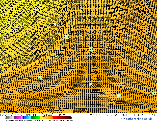 Height/Temp. 925 hPa ECMWF Qua 05.06.2024 00 UTC