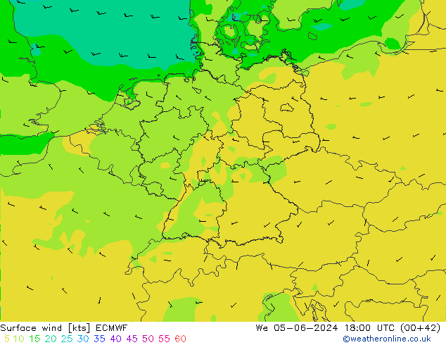 Bodenwind ECMWF Mi 05.06.2024 18 UTC