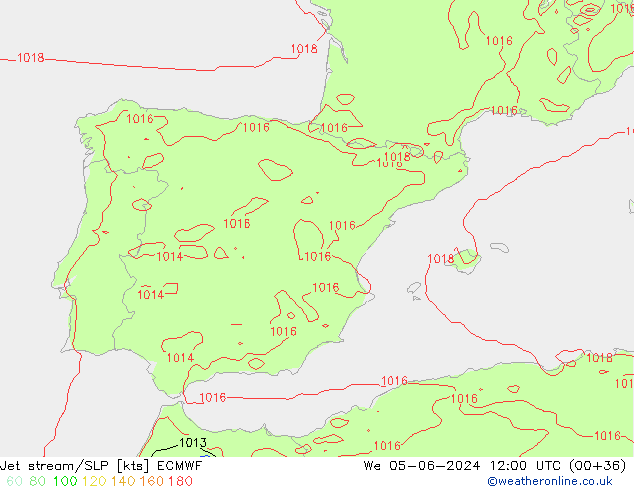 джет/приземное давление ECMWF ср 05.06.2024 12 UTC