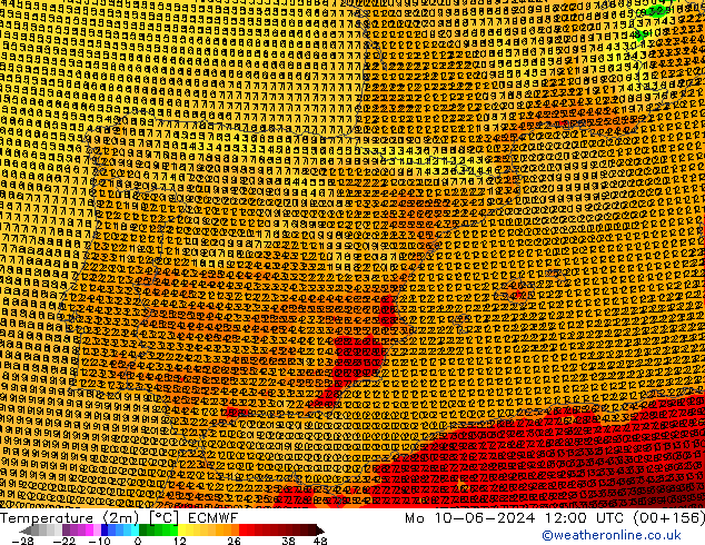 Temperatura (2m) ECMWF lun 10.06.2024 12 UTC